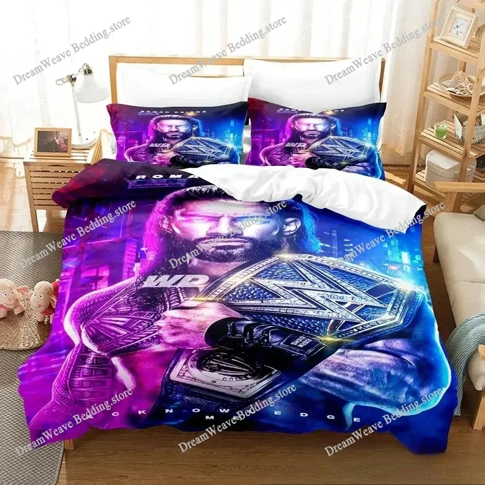 

3D Print Wrestler Roman Reigns Bedding Set Boys Girls Twin Queen King Size Duvet Cover Pillowcase Bed Boys Adult Luxury Gift