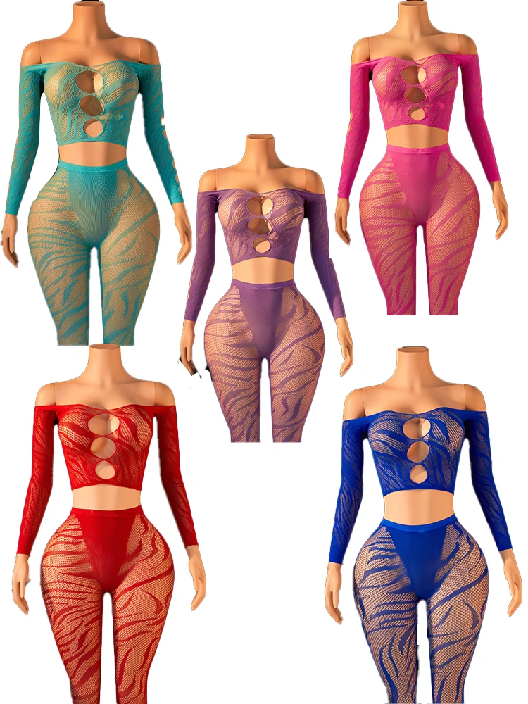 

Комплект женского сексуального белья FHSEER из 2 предметов: кружевные чулки + укороченный топ с открытыми плечами, ажурная сетка, для клубных вечеринок, сексуальный бэбидолл