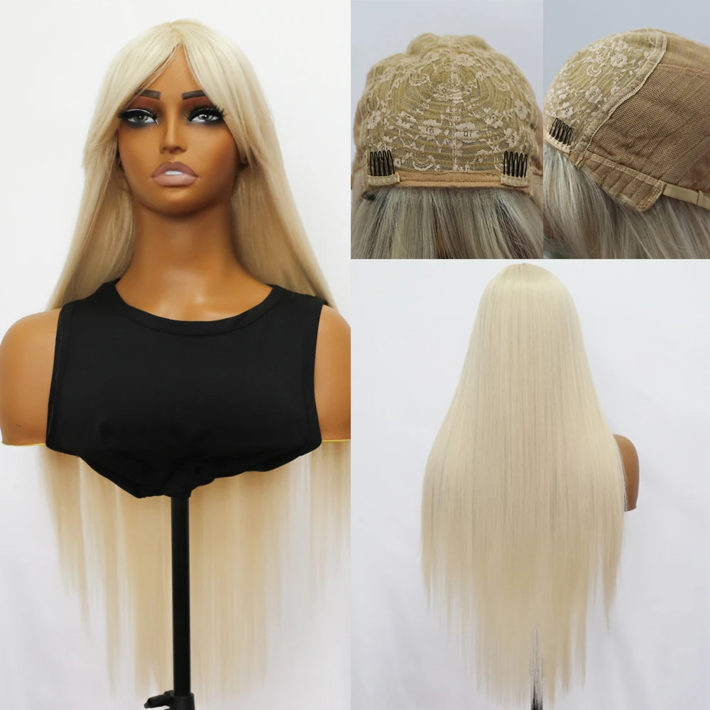 

28 дюймов 613 цвет термостойкий парик из синтетических волос для женщин, прямой парик с челкой, полностью машинное производство, парик для косплея