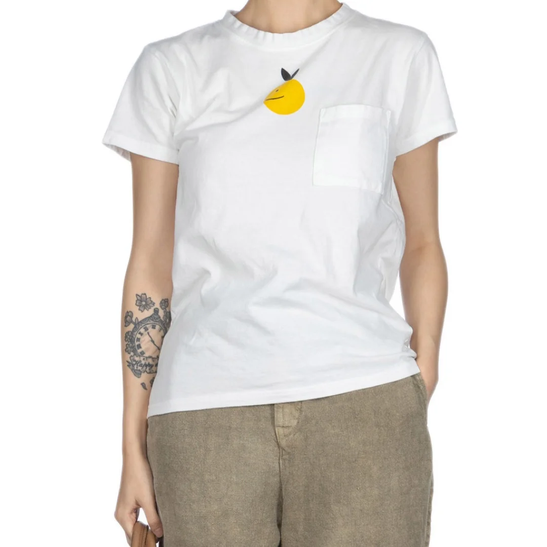 

Japanese Sle Pure Cotton Loose Fit ort Sve T-irt Women's Smile Print Casual Versatile Top for Men And Women