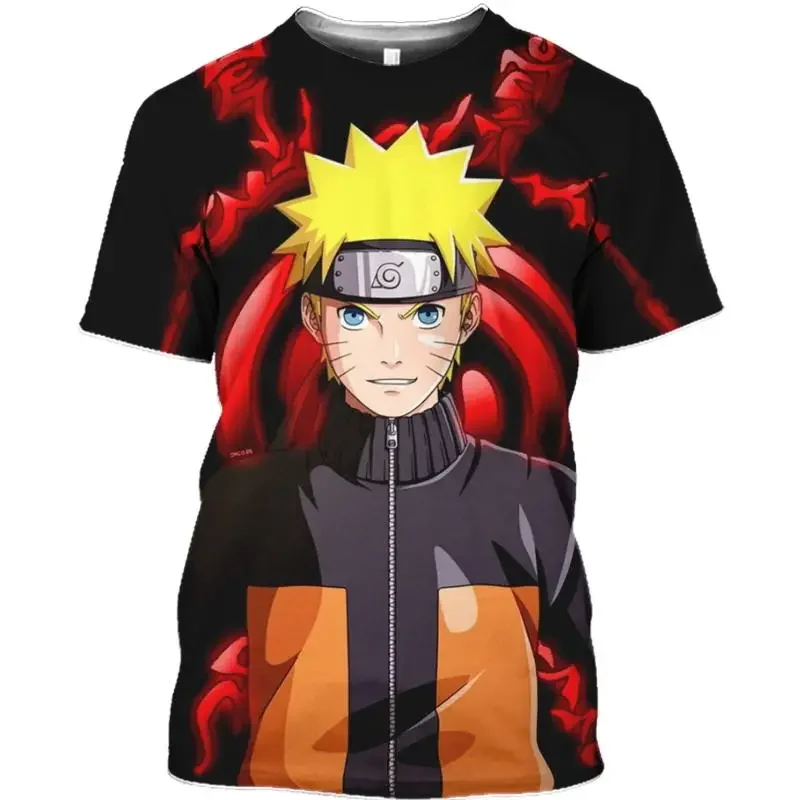 อะนิเมะเสื้อยืด Naruto แขนสั้น Uzumaki Naruto เสื้อยืด Uchiha Sasuke 3d พิมพ์ผู้ชายแขนสั้นเด็กเสื้อยืดด้านบน