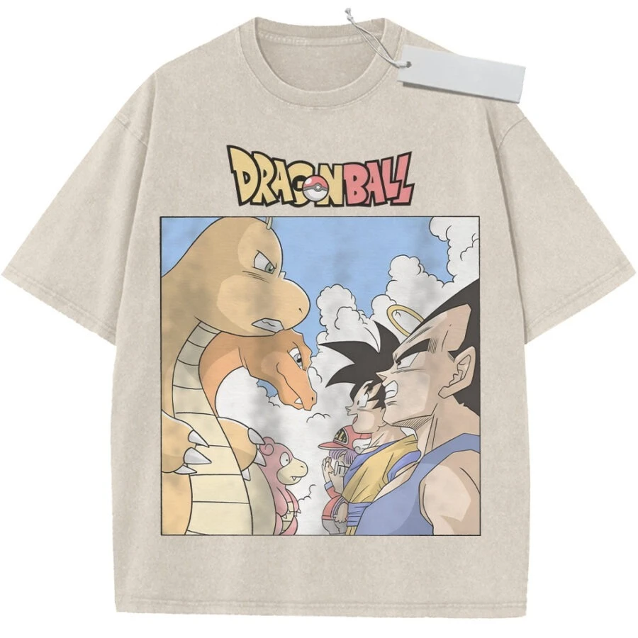 T-Shirt Sport-T-Shirt Kurzarm-T-Shirt Mehrfarbig Unisex Reine Baumwolle Gewaschen Retro Dragon Ball Z Krieger Shenron Aufdruck