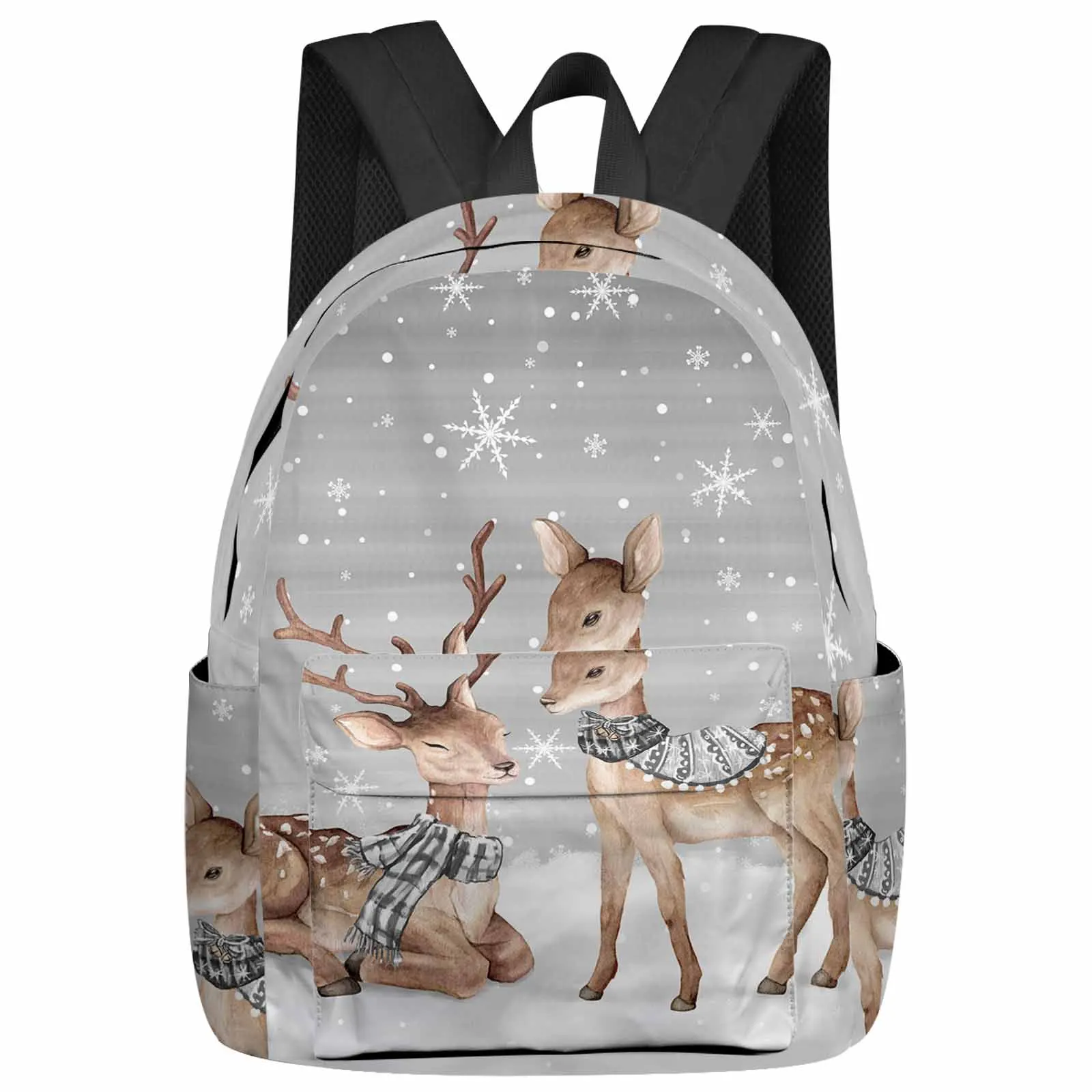 

Winter Deer Snowflakes Large Capacity Backpack Men Laptop Bags High School Teen College Girl Student Mochila