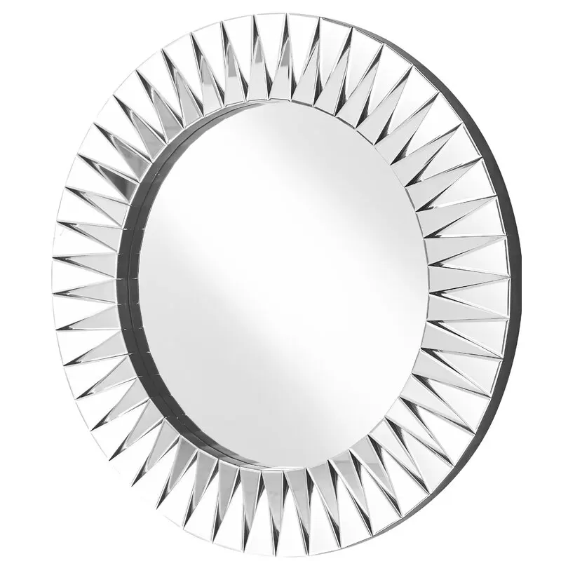 

Modern beveled round decorative mirror sun pattern shape wall mirror, suitable for family hotel decoration