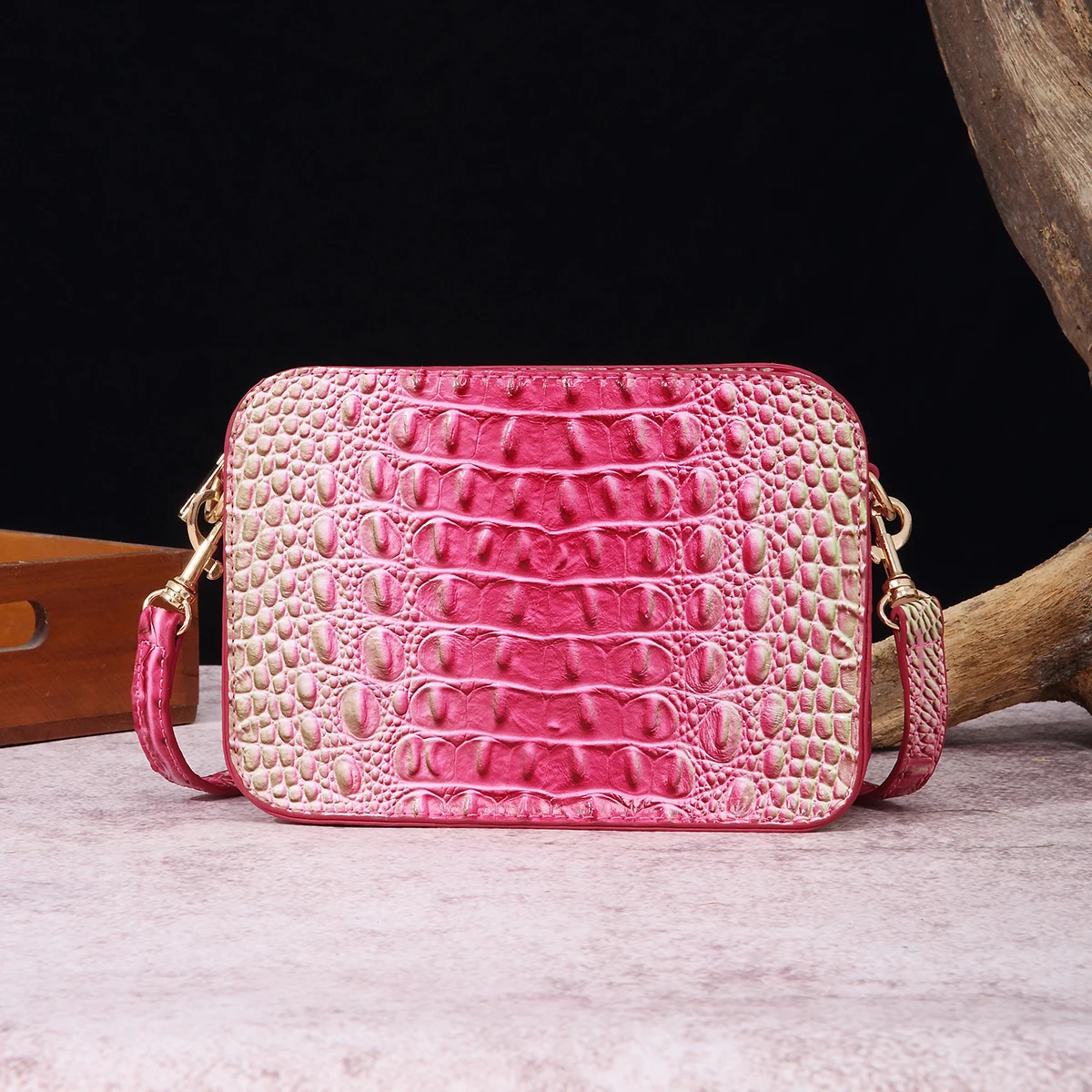 Crocodile Reliëf Dames Tas, Elegante Crossbody Tas Meerdere Zakken Schoudertas