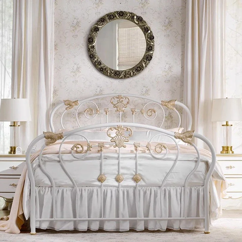 

Metal Master Cheap Bed Simple European Style Girl Bedroom Frames Bed Sleeping White Muebles Para Dormitorio Nordic Furniture