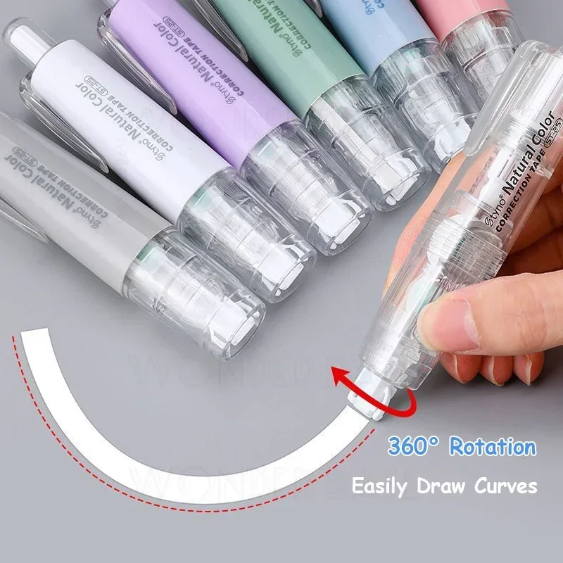 5mm*6m Press Type Replaceable Core Large Capacity Correction Tape Kawaii Transparent Shell for School Student Office Kids Gifts