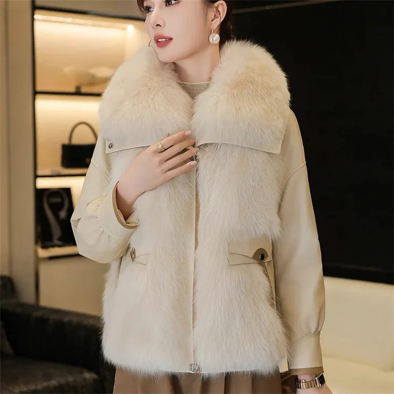 

Весенне-осенний женский высококачественный топ из искусственного меха, пальто 2021, женская модная меховая куртка с длинными рукавами, корейская женская короткая плюшевая верхняя одежда