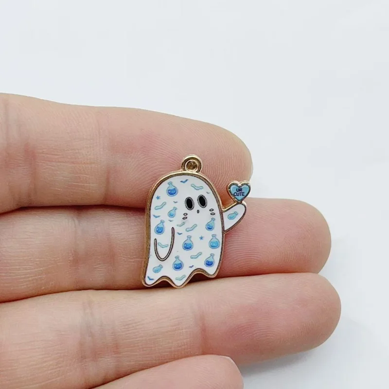 10pcs multi pattern cute animal zinc alloy pendant Halloween pumpkin candy butterfly DIY earrings necklace accessories in stock image 5