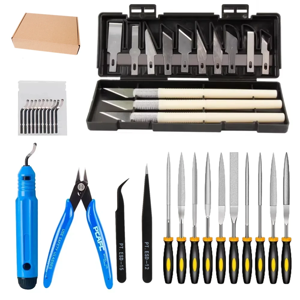 

Deburring Tool Kit Engraving Knife Carving Tool DIY 3D Printer Part 3D Model Grinding File Cutter Scraper Material Removal Tool
