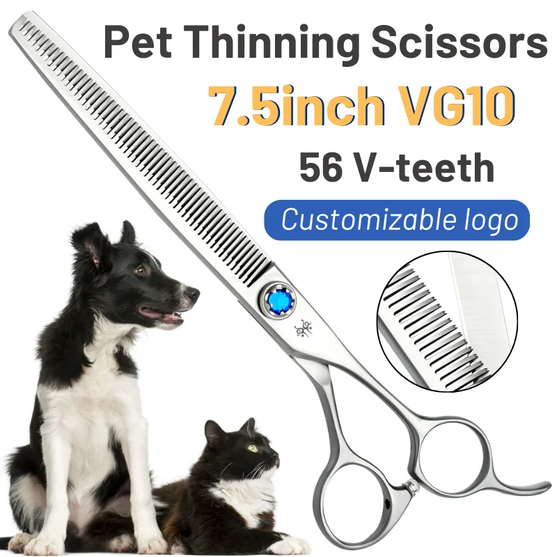 

Yijiang 7.5inch Dog Grooming Thinner Scissors JP VG10 Steel 56 Teeth Professional Thinning Shears Pet Groomer ножницы для собак