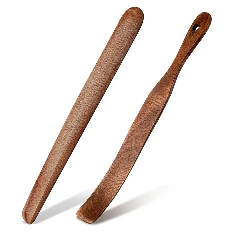 A60F-11 Inch Wooden Sourdough Bread Mixing Stir And 13 Inch Wooden Spatula Paddle Stirring Stick For Mixing Tool