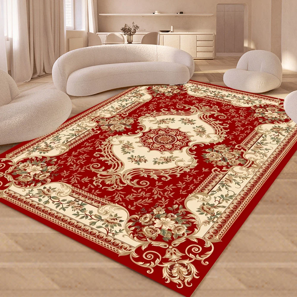 European Retro Floral Large Carpet for Living Room Luxury
