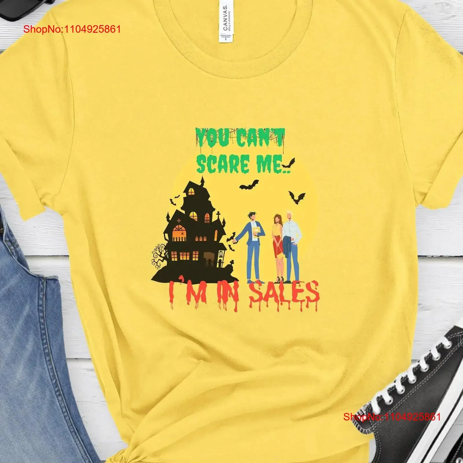 

You Can't Scare Me I'm in Sales Halloween T Shirt Funny Realtor Salesperson vintage Washed homme Versatile Stretched Breathable