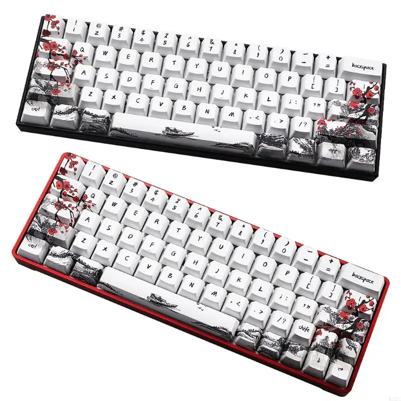 

K32C 71 Keys PBT KeyCap Plum Blosm Blossom Double-Shot OEM-профиль для 61/64/68/84/87