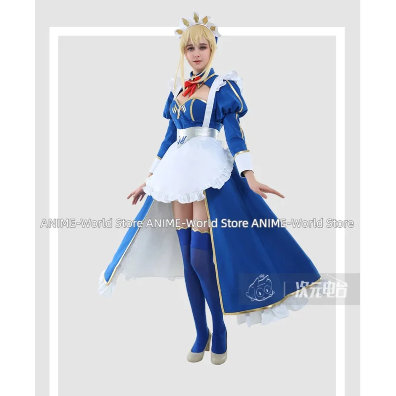 زي تنكري لانسر ارتوريا ، خادمة القدر الكبير ، فستان أزرق للفتيات ، هدية حفلة الهالوين ، بدلة زرقاء للكبار