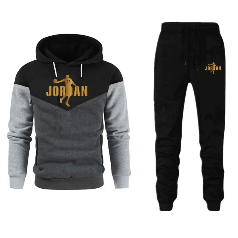 

Two sets of 2025 new long-sleeved pullovers and two sets of European and American men's wool jogging sportswear for autumn and w