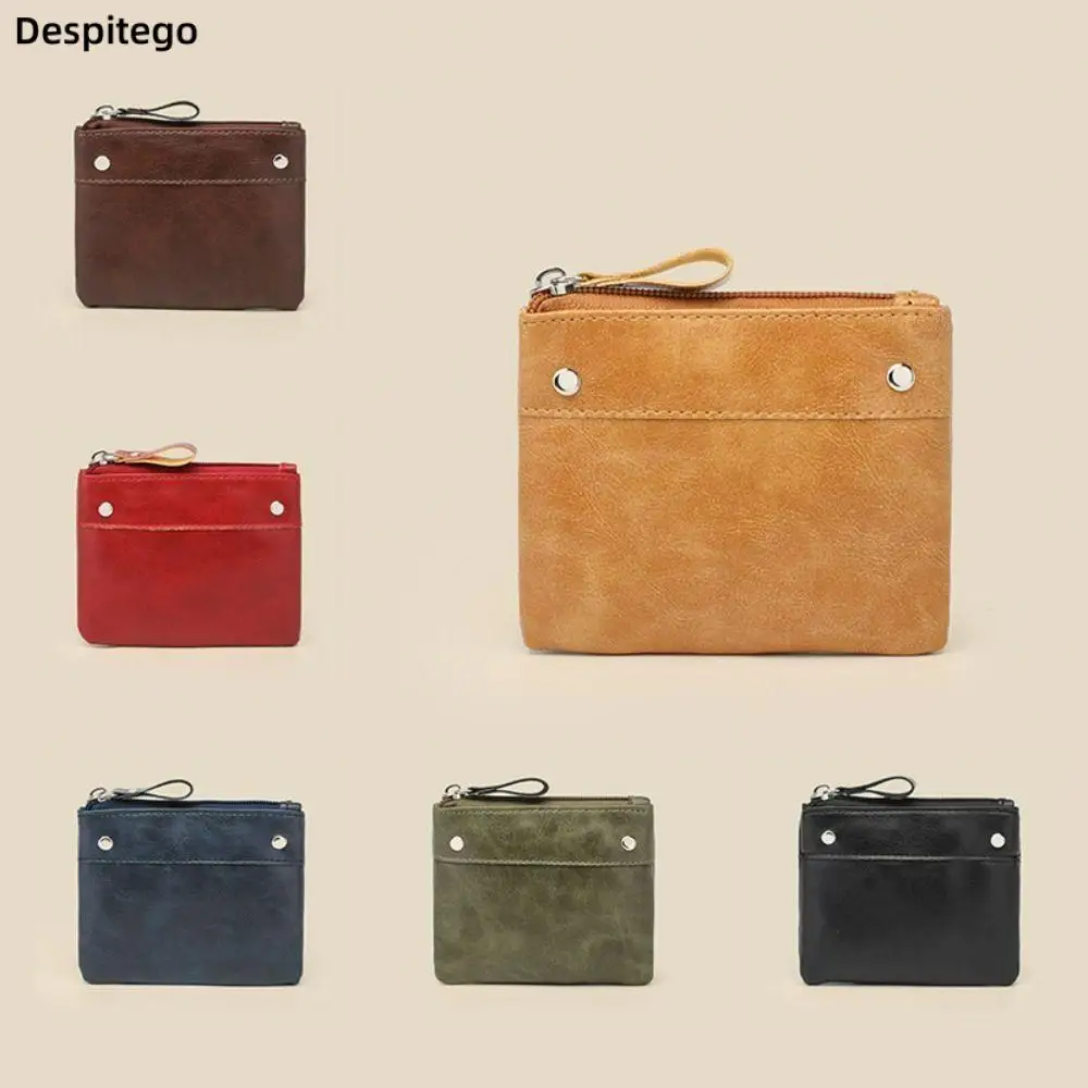 Cartera delgada de cuero suave para mujer, Bolso pequeño para artículos, monedero de cuero con cremallera, monedero informal, bolsa de almacenamiento para llaves