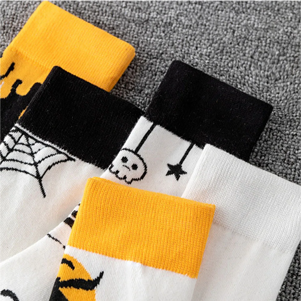 Halloween Cotton Socks For Unisex Pumpkin Jacquard Mid-tube Socks Harajuku Breathable Funny Socks Festival Couple Hosiery