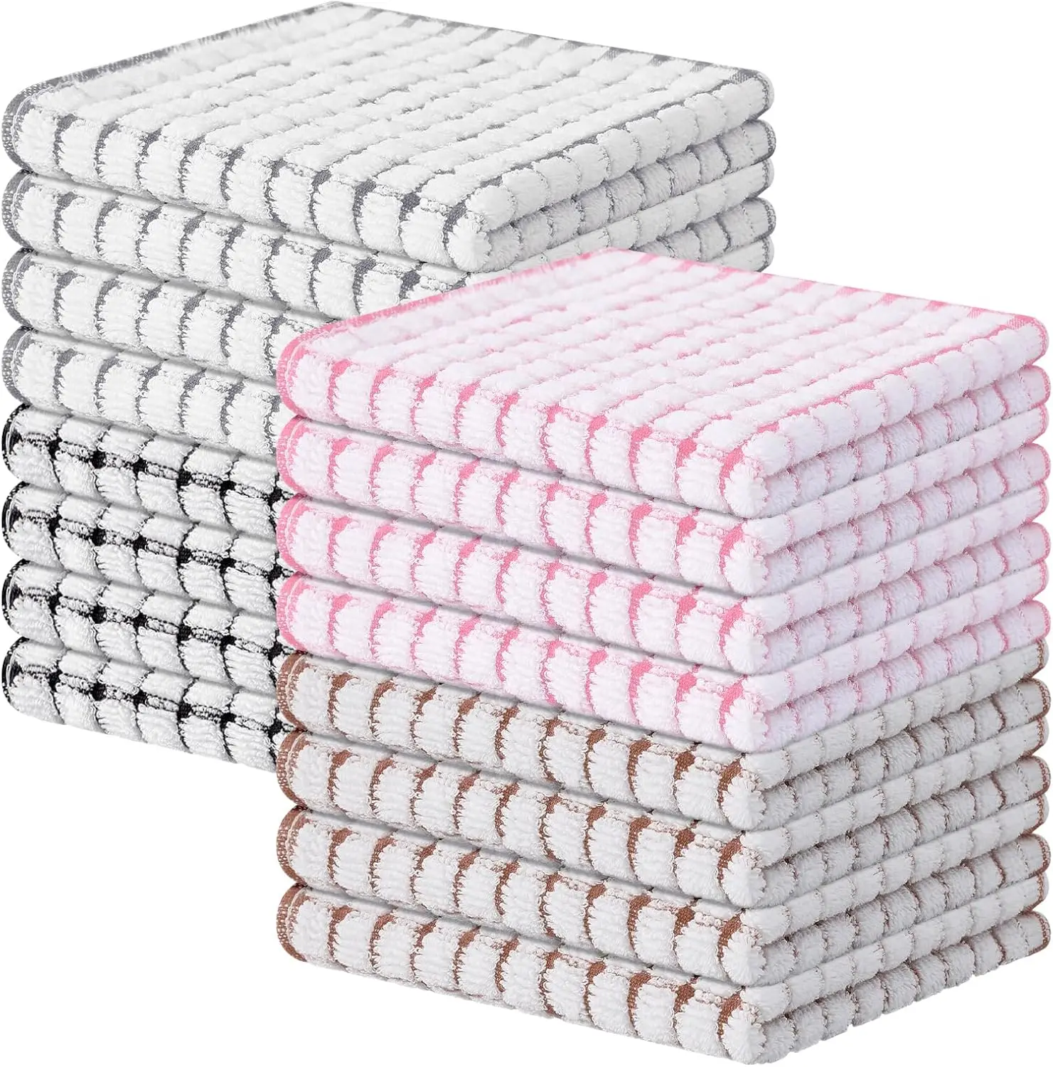 

Cotton 16 Pack Kitchen Dish Cloths, 12 x 12 Inches Super Soft and Absorbent Dish Rags, Quick Drying