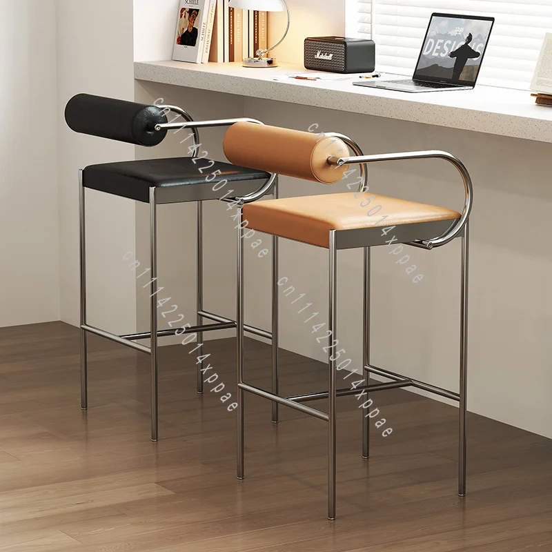 Industrial Chic Counter Height Stool With Backrest Modern Minimalist Kitchen Island Stool for Home/Cafe Bar Stool