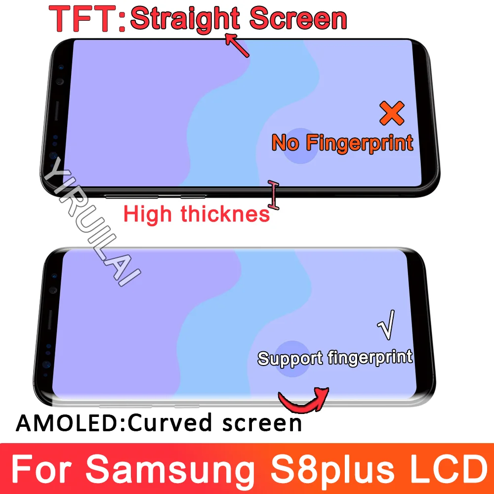 Tested TFT For Samsung Galaxy S8 Plus LCD Display Touch Screen For Samsung S8 plus G955 G955F/DS with Frame Assembly