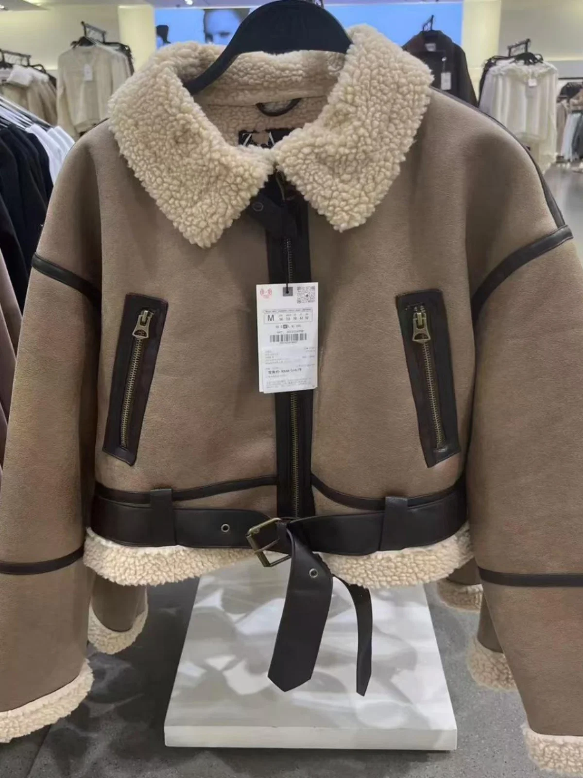 

Thiened Motorbike Sle, двусторонняя верхняя одежда с воротником Jaet для женщин, осень-зима, Новое поступление 8073254