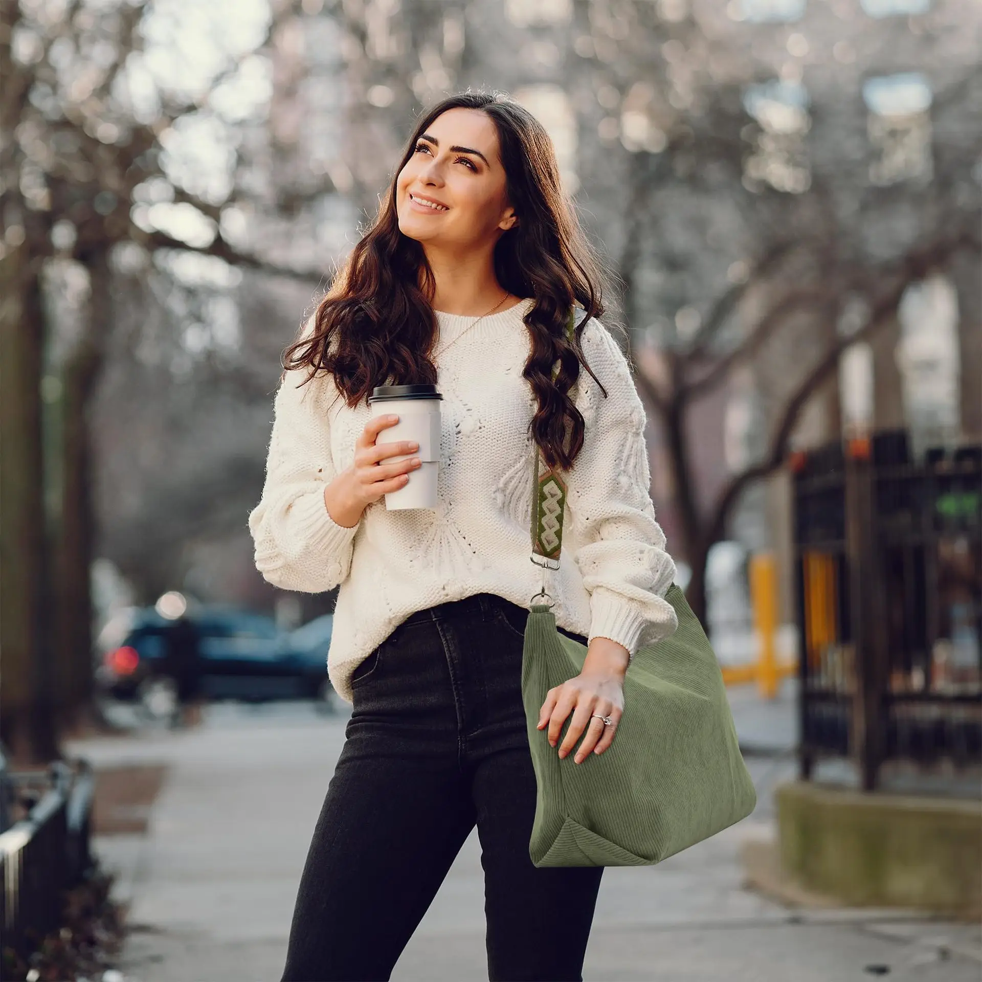 

Утолщенная вельветовая сумка, сумка-мессенджер на молнии большой вместимости, регулируемый плечевой ремень, на одно плечо