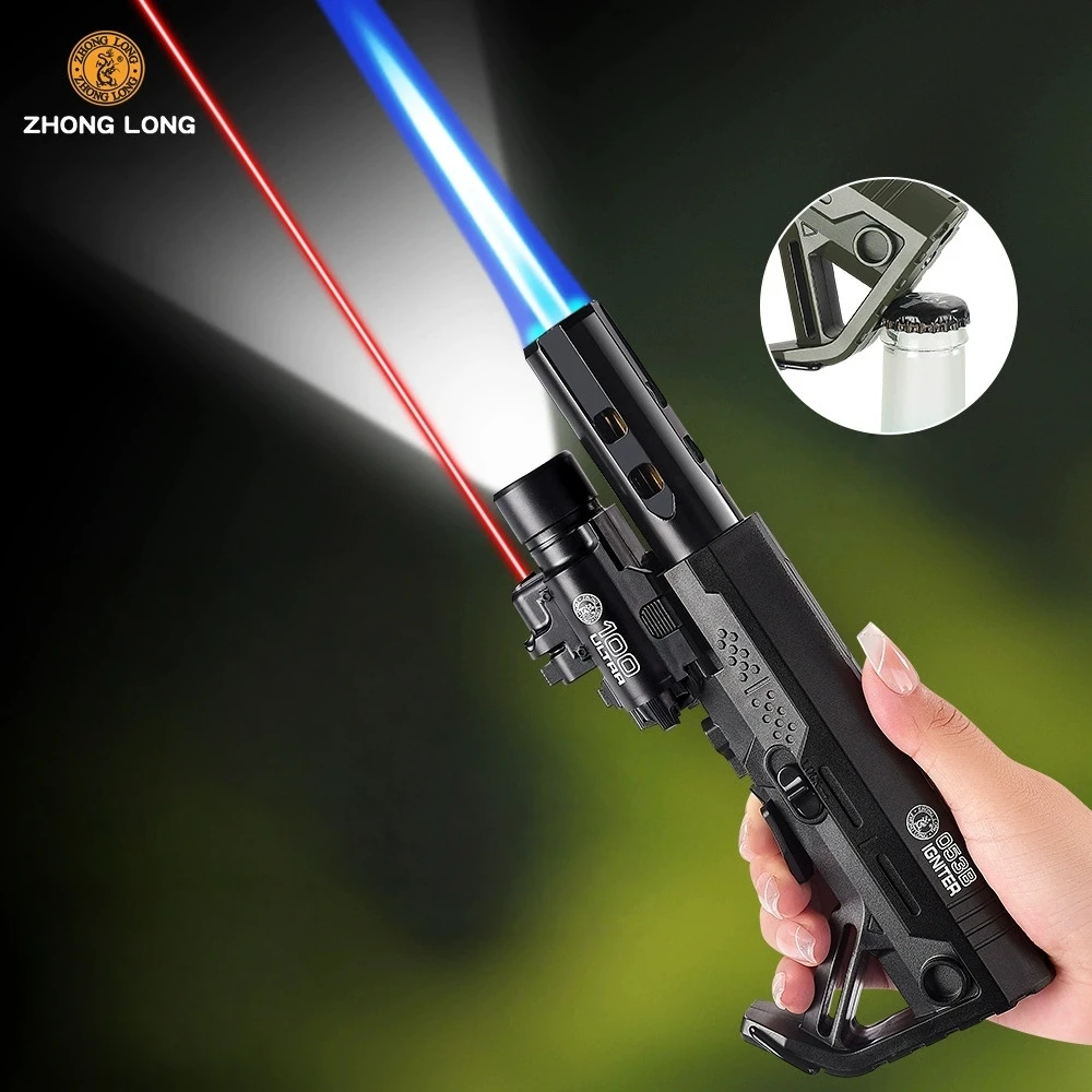 New Multifunctional Lighting Laser Bottle Opener Pendant Lighter Windproof Direct Spray Flame Portable Camping Outdoor Lighter
