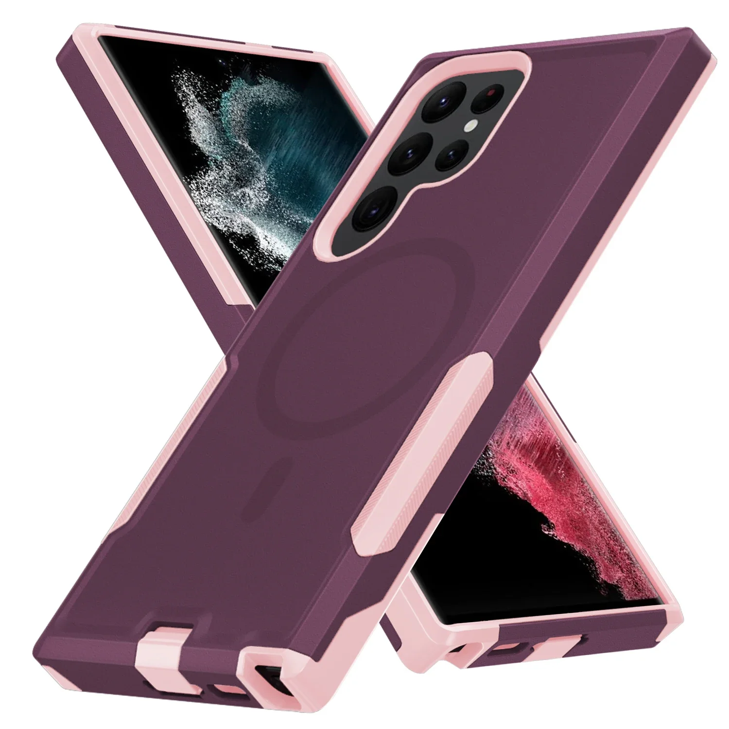 

Чехол для телефона с кобурой с зажимом для ремня для Galaxy S23 Ультрамагнитный прочный противоударный военный защитный чехол для тяжелых условий эксплуатации S23