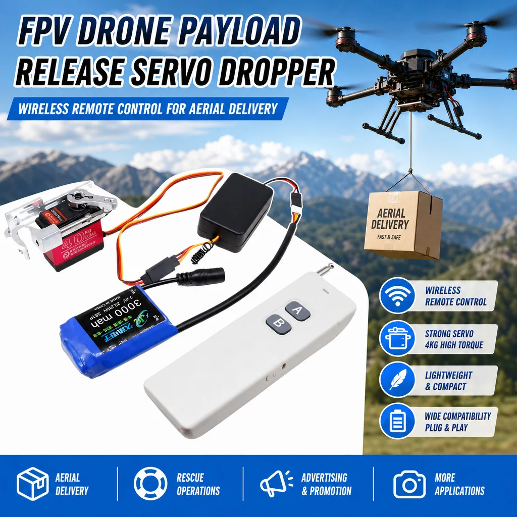 

FPV Drone Payload Release Servo Dropper Wireless Remote Control for Aerial Delivery Rescue Operations