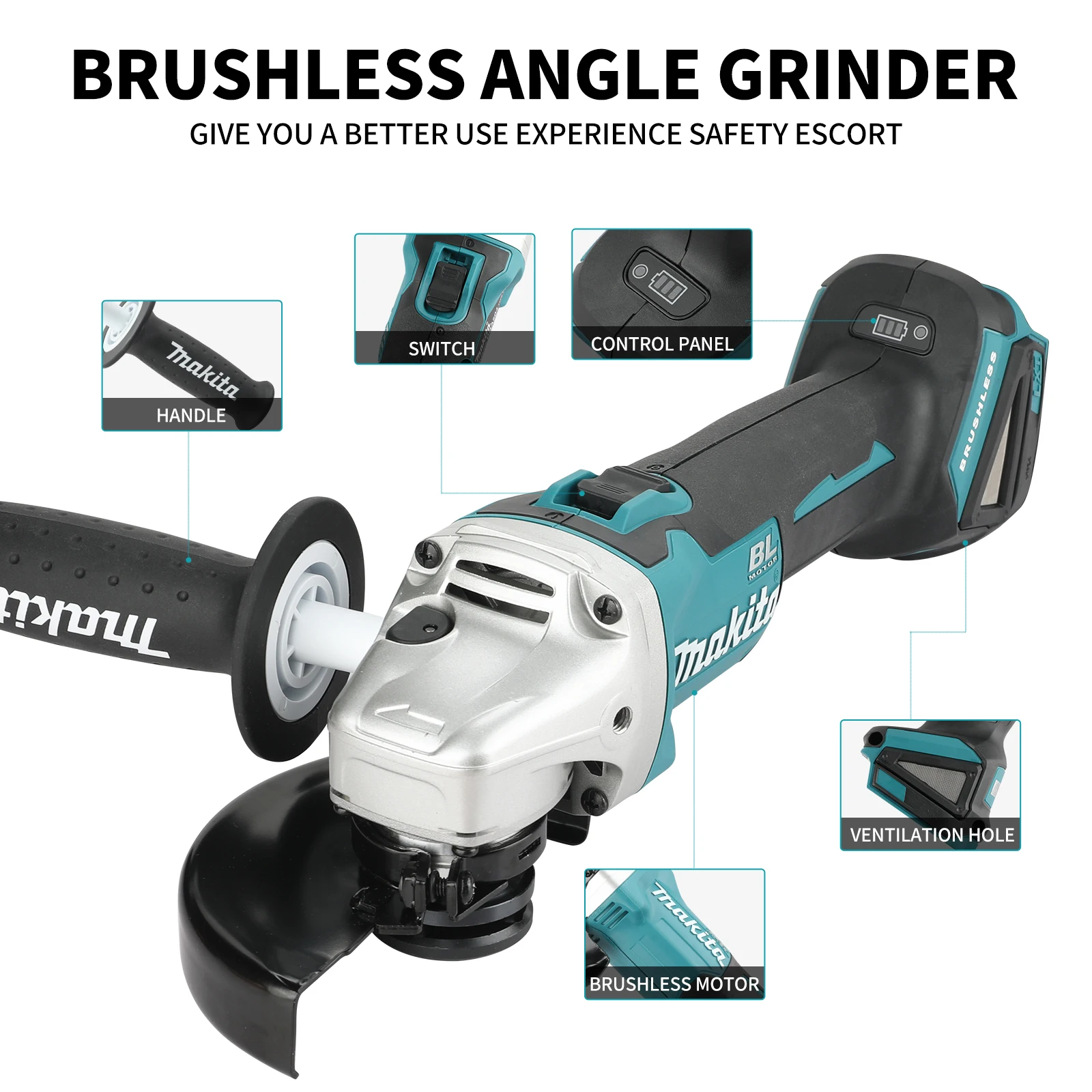 Cordless Angle Grinder 125Mm Brushless - มากีต้า ดีจีเอ 404 18V เครื่องเจียรมุมแบบไร้แปรงถ่าน 125