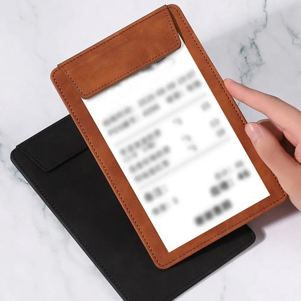 PU Leather Mini Magnetic Writing Clipboard Writing Pad Business File Folder Restaurant Menu Covers Document Filing Organizer