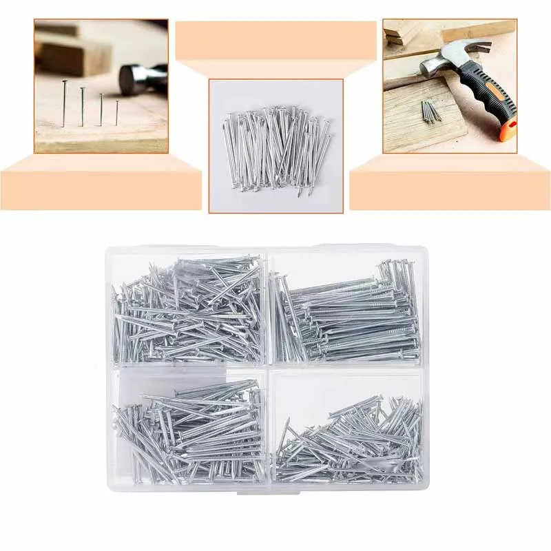 

200Pcs Wall Nail Assortment Kit,4 Sizes,Silver,Gold,Black,Small Nail for Hanging Picture Art Decor,Finishing Nail,Wall Nail Set