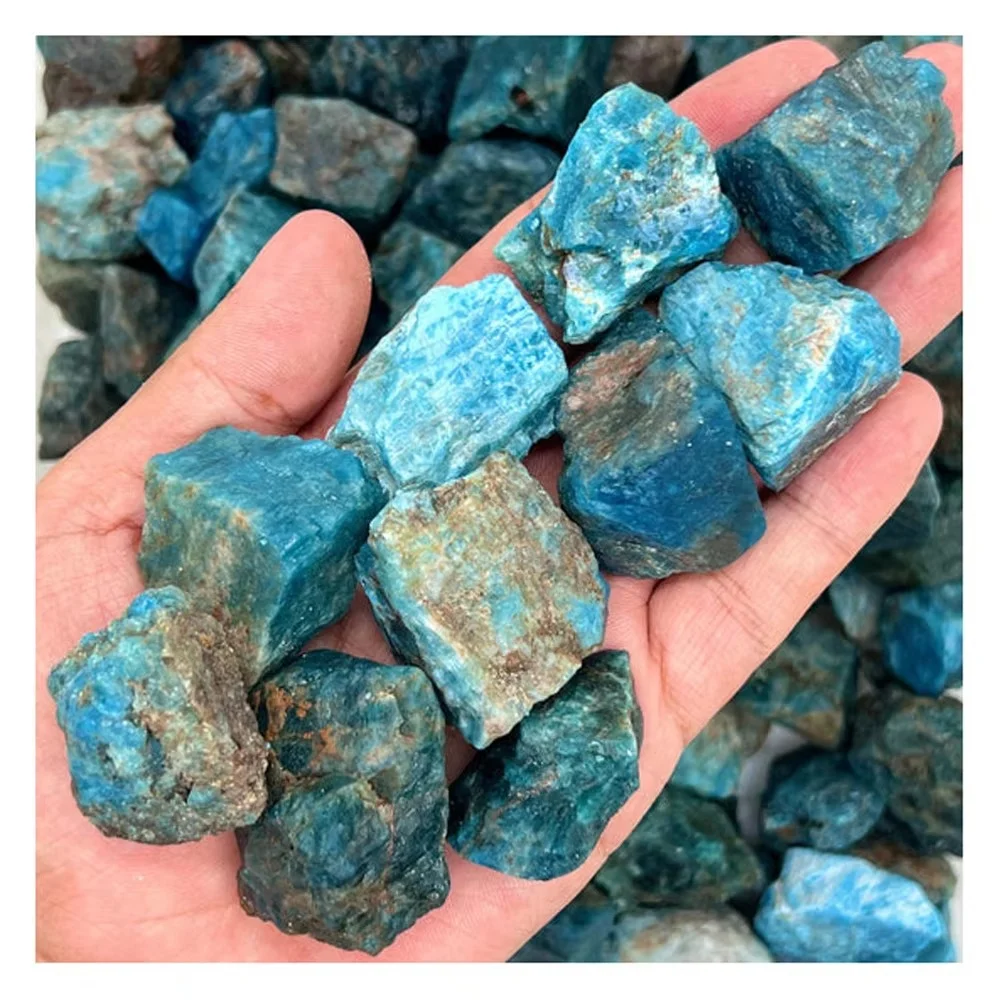 Natural  Untreated Gemstones Natural Deep Blue Apatite Crystal Rough Mineral crystal crushed stone Specimen Decorative Crystal R