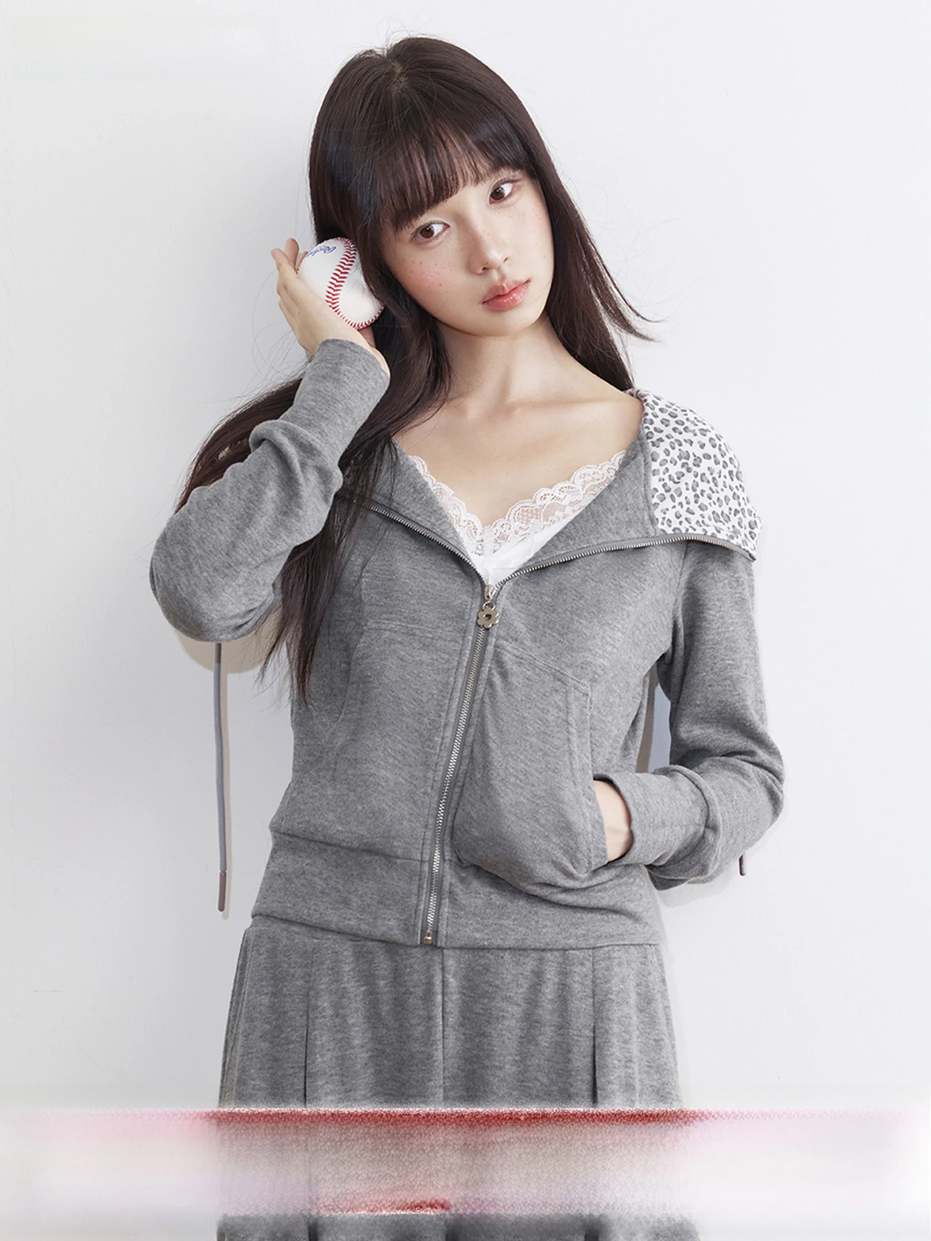 

Универсальная толстовка Umoumo Sweet Versatile Bao Wei с принтом и вставками, приталенный кардиган с воротником или открытый кардиган, верхняя одежда для молодых женщин