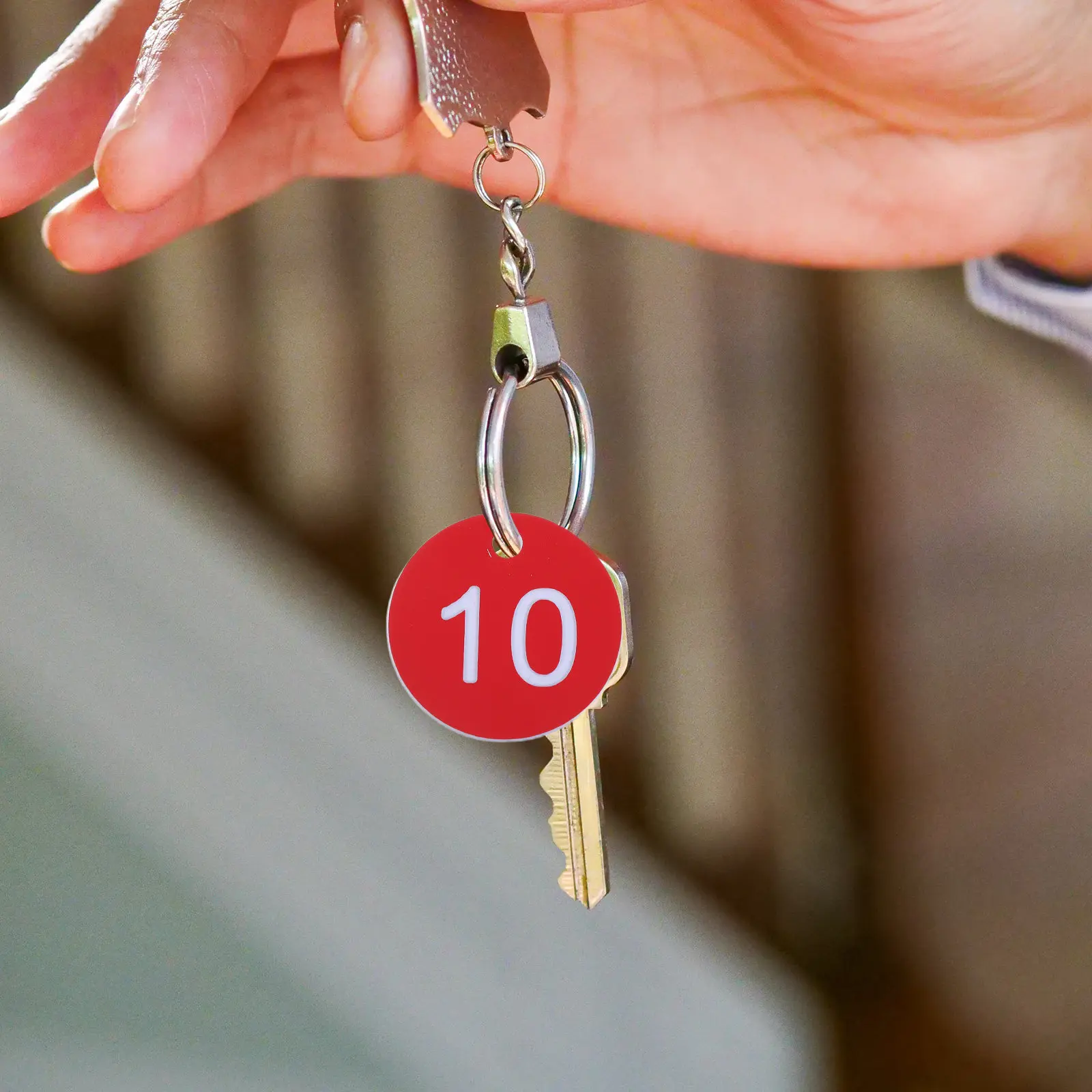 50Pcs Number Tags Round Plastic Red Engraved Key Labels Multipurpose Reusable Id Tags Keychain Identification for Home Office