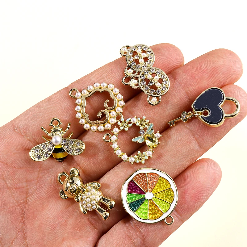 Leslie 4 stücke exquisite Kristall perle runde Hase Schmetterling Bowknot Charms für Ohrringe Halskette Armband DIY Schmuck Zubehör – Detail 5