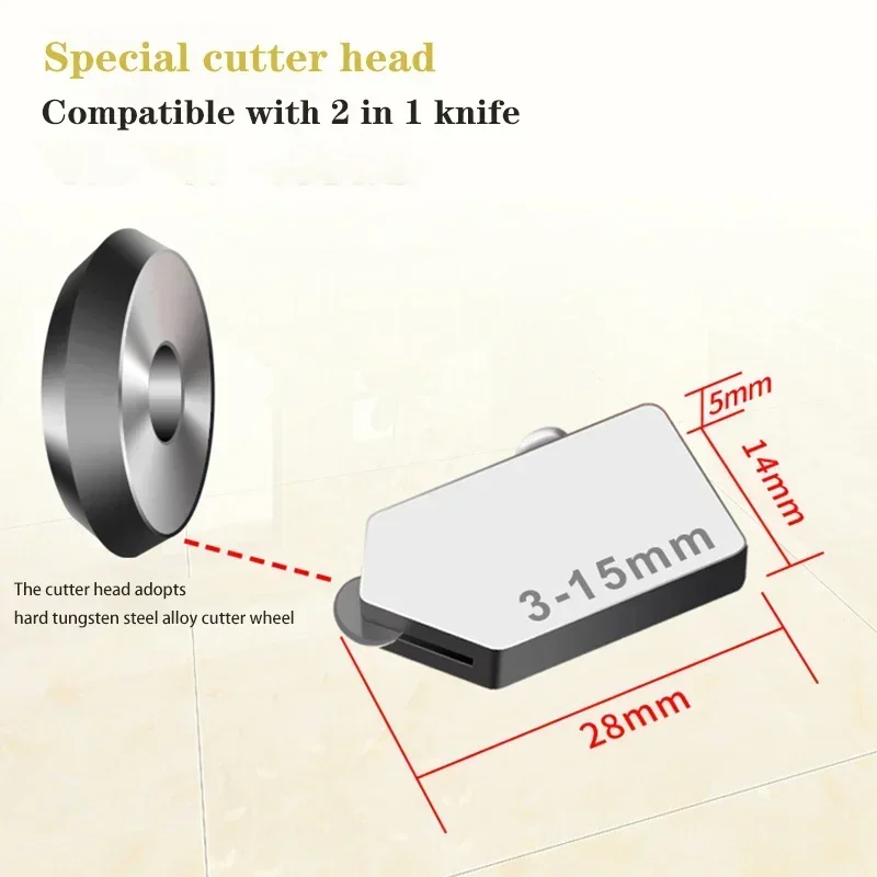 Cabeças abridoras deslizantes de azulejos, 5 peças, substituição de rodas de abertura de vidro, liga de metal, cerâmica, peças deslizantes, suprimentos, ferramentas de construção