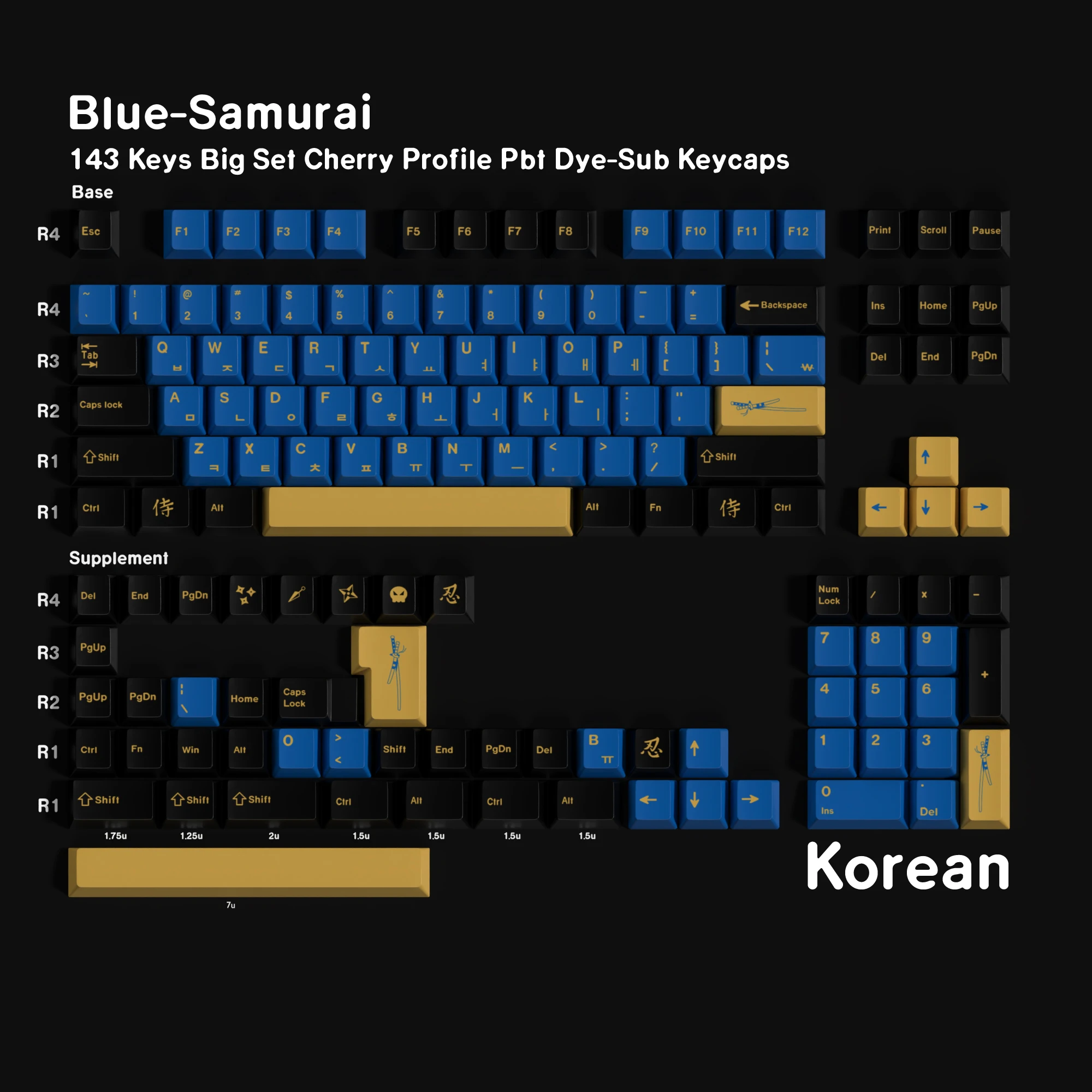 GMK Blue Samurai Keycaps Spaans Duits Arabisch Russisch Japans PBT Cherry Profiel 143 Toetsen Frans Voor Mechanisch Toetsenbord