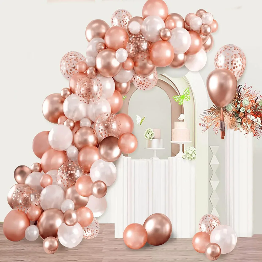 

Rose Gold Garland Balloon Rose Gold Chrome Balloon Arch Set with Confetti Balloon Suitable for Baby Shower Birthday Wedding