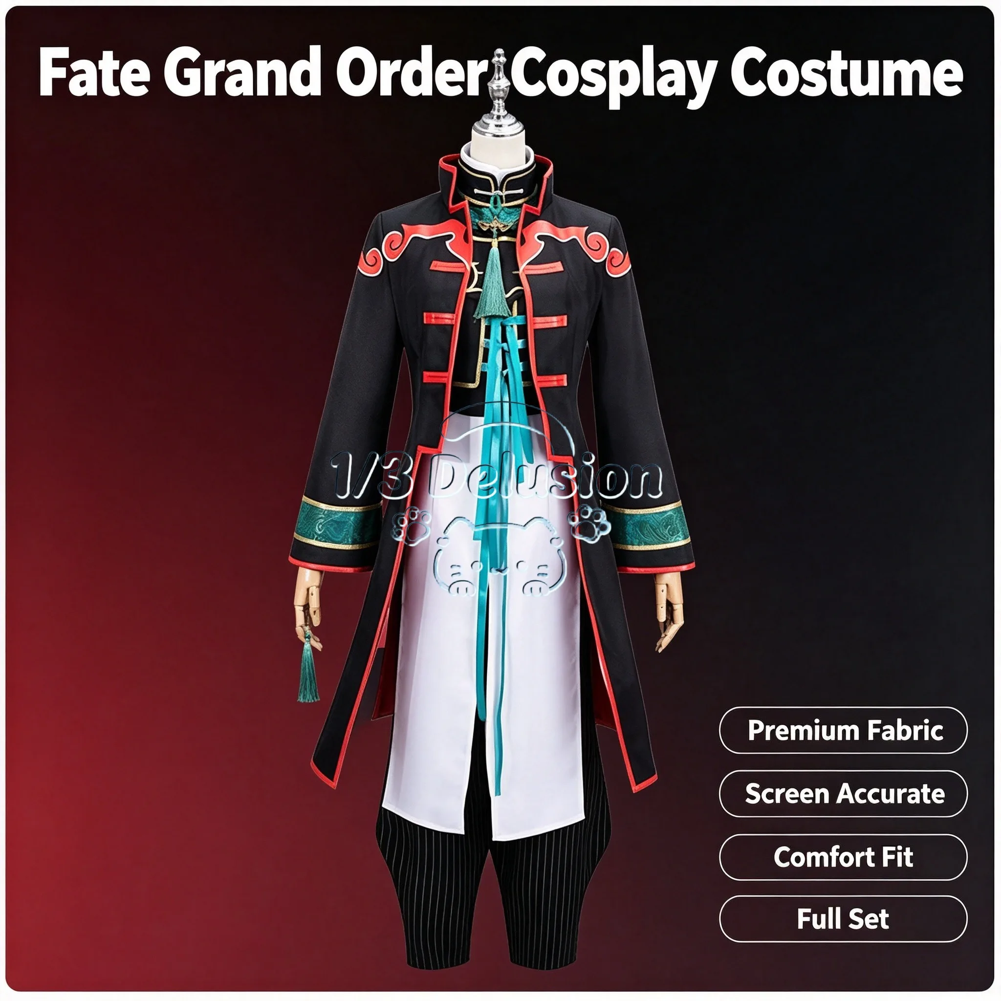 Anime game series: Fate/Grand Order Taigong Wang Stage 2 Cosplay Costume Women Game Outfit Full Set Halloween Party 1/3Delusion