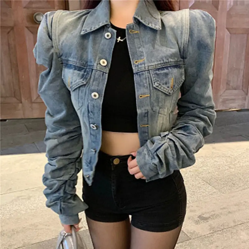 Spring Latest Fashion New Arrival Winter Denim Jacket Coats Autumn Woman Coat Crop Women\'s Jean Jackets 2024 Cowgirl Trend Blue