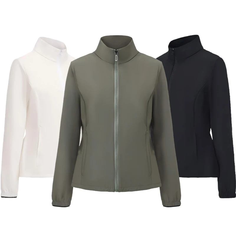 

Newly Windproof Sports Golf Jacket for Women Waterproof Slim Coat Ladies Autumn Winter Outerwear Pleated Hem Golf Workout Jacket