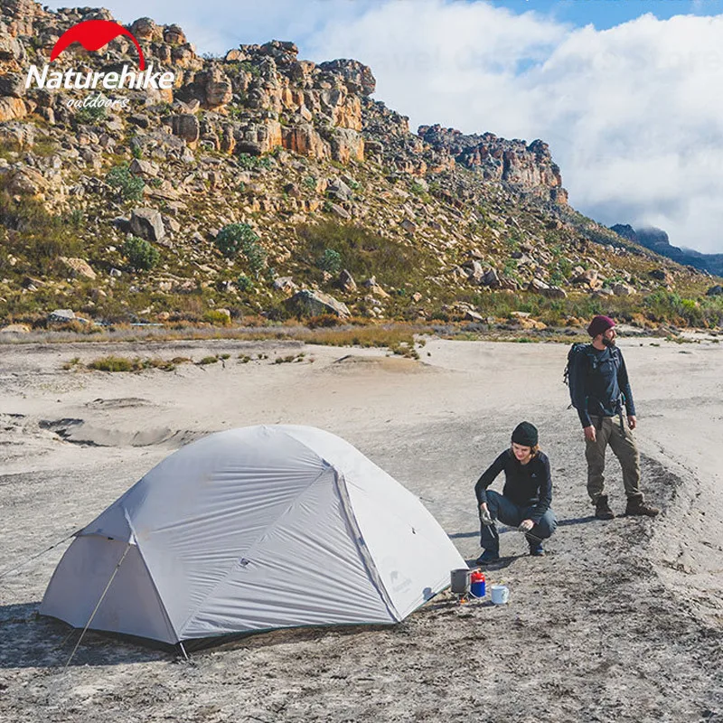 Naturehike Mongar 2 People Double Layer Tent / Ultralight Camping Tent Extend Awning Outdoor Hiking Waterproof 15D/20D Nylon