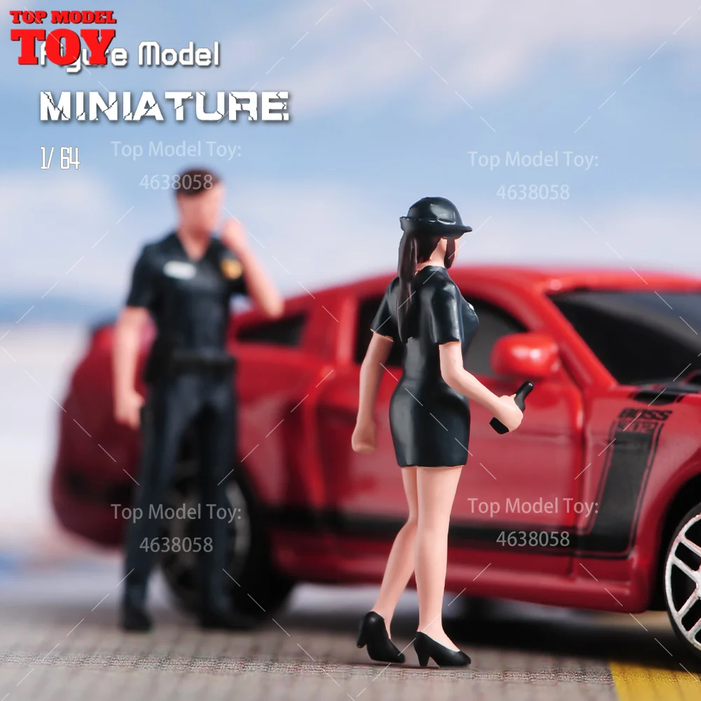 Bemalte Miniaturen im Maßstab 1:64, funktionierendes amerikanisches Polizei-Stopp-Auto, Onkel, männlich-weibliche Szene, Figurenmodell für Auto, Fahrzeuge, dekorieren