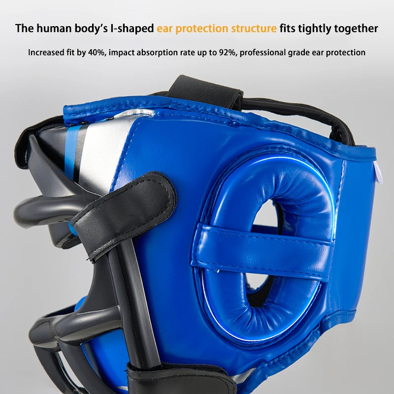 Boxing Helmet Face Mask, Sanda Head Guard for Adults and Children, Combat, Muay Thai, Taekwondo Training Closed Face Headgear