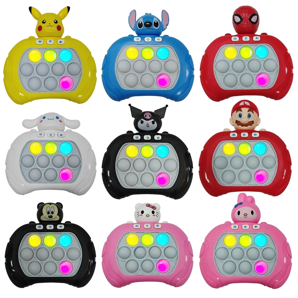 

2026 New Pikachu Quick Push Game Pop Up Fidget Bubble Electronic Pop it Pro Game Light AntiStress Toys For Adult Kids Gift