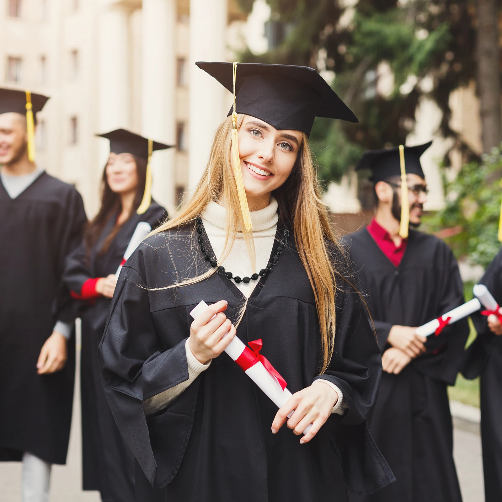 Collana di perline acriliche Decorazioni per la laurea per feste Adulti Gioielli avanzati Collane Ciondolo Fiore Lei Miss