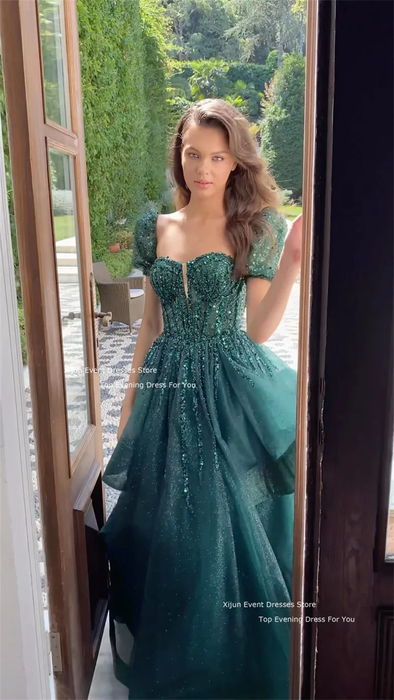 Xijun Green Gogerous Long Wedding Dresses Sequined Beads A-Line Bridal Gowns For Women Formal Wedding Gowns Tiered 2023 vestido